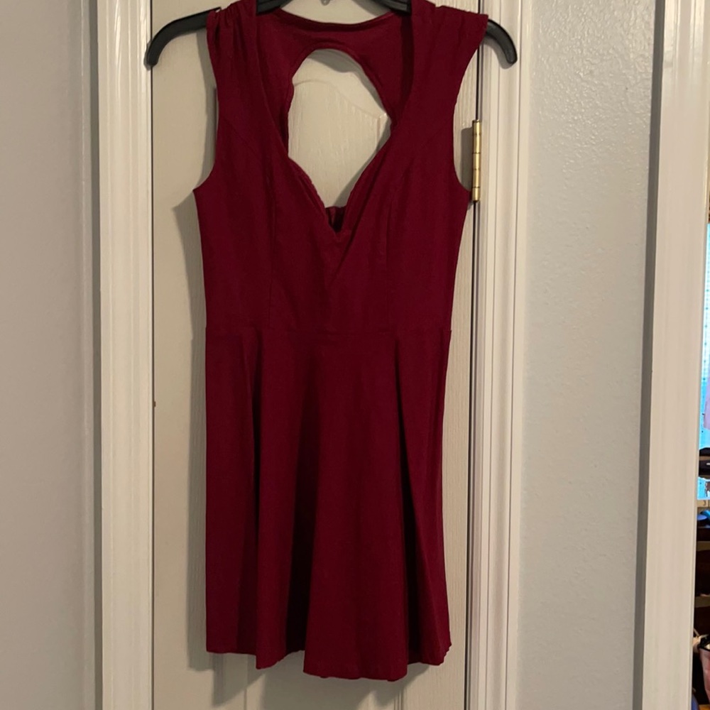 Tobi fit and flare burgundy mini dress